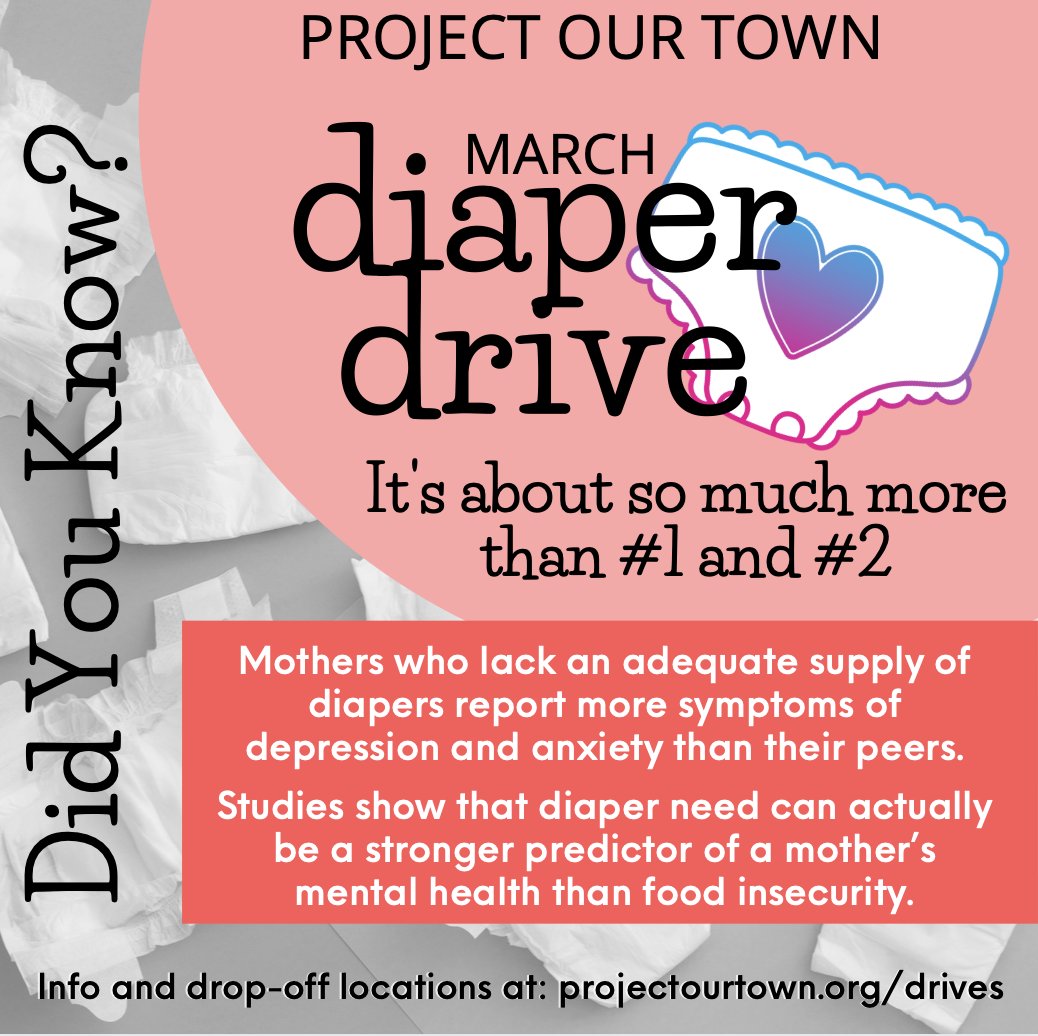 The response to this drive feels similar to the beautiful, sunny, warm days we've been having...hopeful. 

You can drop off items, donate money, or purchase online and have it shipped - so easy and anything helps! ALL INFO HERE: projectourtown.org/drives

#DiaperGap #DoGoodFeelGood