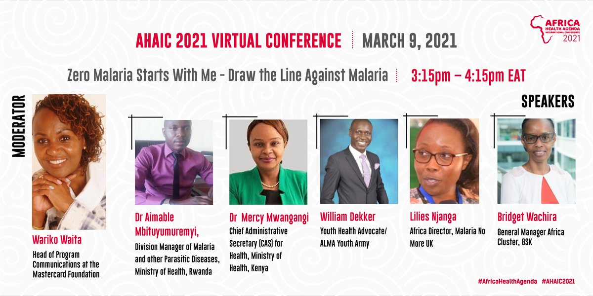 Amref_Worldwide's tweet photo. Our joint efforts are key to combating Malaria and other infectious diseases. Join these stellar panellists at the #AHAIC2021 as they discuss matters, zero malaria starts with me - draw the line against malaria.  

Register/login at: https://t.co/iSaFU5XZIV #AfricaHealthAgenda https://t.co/cYVbyHGJQI
