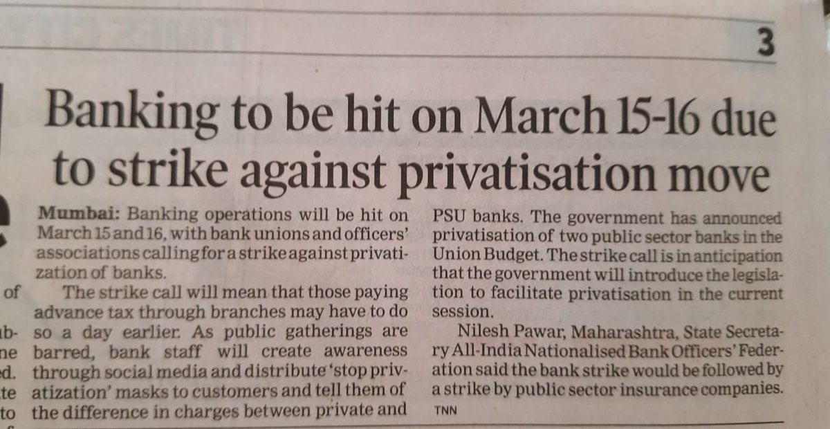#StopPrivatisationofBanks
#BankBachao_DeshBachao
#StrengthenPublicSectorBanks
#We_Oppose_Privatisation_of_Banks
#privatisation_means_abandoning_socialbanking
#privatisation_means_attack_on_jobsecurity
#psbsnot4sale
@AinbofOfficial @aiboc_in @UFBUIndia @PTI_News @PIB_India