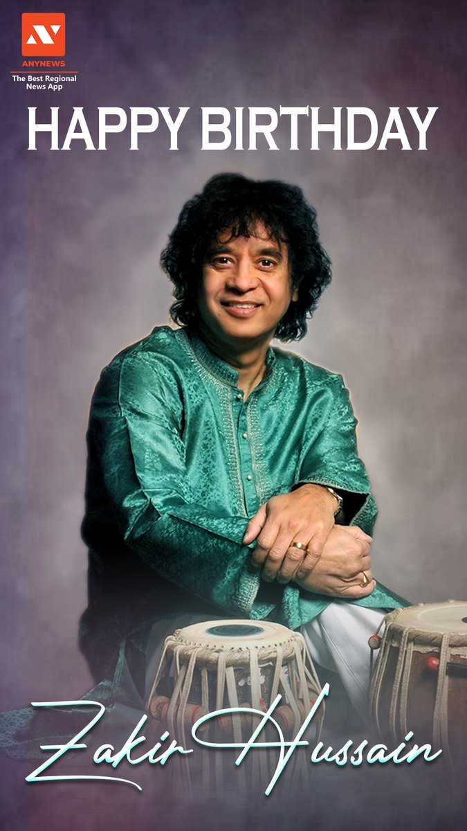 AnyNews wishes @ZakirHussain a very Happy Birthday.. #anynews #anywhereanytime #ShortNewsApp #birthdaywishes #indianmelodioussingers #hindustaniclassicalmusic #bollywoodcovers #mohammadrafi #indianmusician #indianvoices