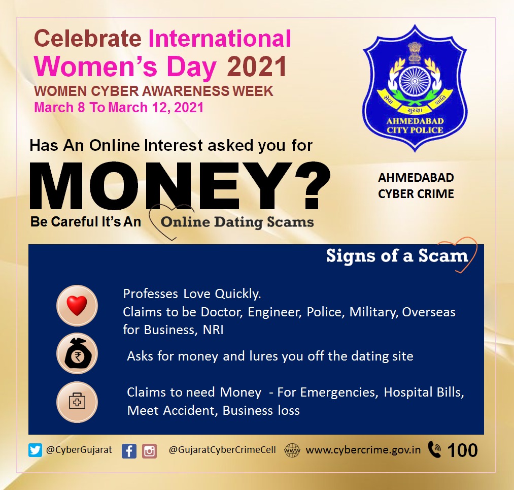 cyberwarriors_1's tweet photo. All the strength and succor you want is within yourself. Be Brave Be a warrior and make your own future.
Women’s Special “WOMEN CYBER AWARENESS WEEK (8 – 12 March 2021)”
#WomensDay #cybersecurity #cybercrime #internetsafety #GujaratPolice #FraudPrevention #8March #DatingScam https://t.co/q6ljopcgba