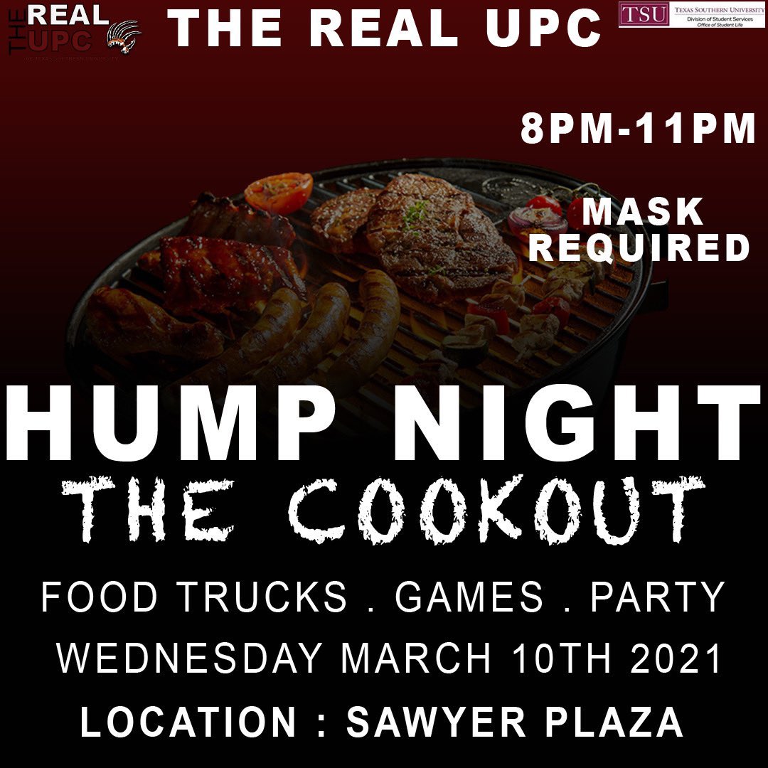 THE PARTY CONTINUES 🚨 Come out later on  that day to our annual UPC Cookout ‼️🚚 Its nothing but chill/good vibes from 8 - 11 pm on March 10th in front of SAWYER PLAZA! with food trucks , games, prizes &amp; more giveaways waiting for yall 😎🤝 BEAT US THERE DONT MEET US THERE!