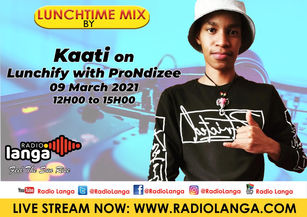 Radiolanga's tweet photo. Catch your local DJ on the Lnchify With ProNdizee. This afternoon we pay you a lovely mix from the homeboy Kaaati. Stay tuned to Radio Langa for a smooth transition into the afternoon. Stream us on www.radiolanga .com
#radiolnaga #radiosation #house #deephouse #localislekker https://t.co/aqo0dn6zZE