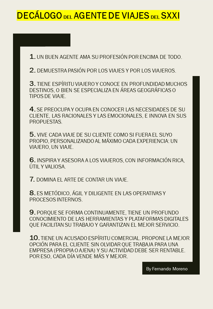 Mi decálogo del buen #agentedeviajes 
¿Lo compartes? #turismo #agenciasdeviajes #viajar
