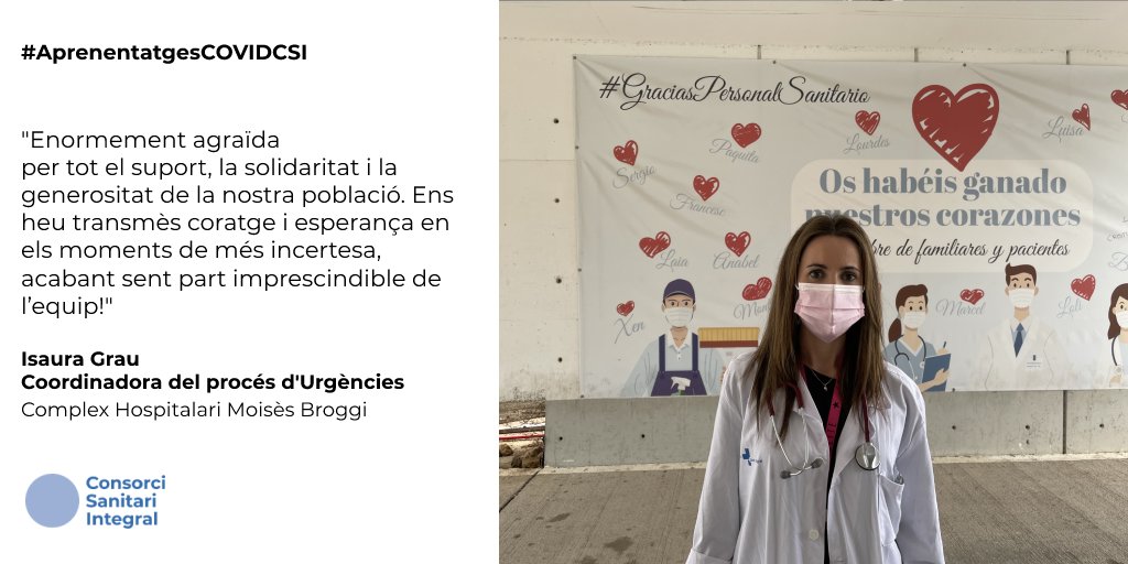 ConsorciCSI's tweet photo. La coordinadora del procés @urgencies_csi, Isaura Grau, destaca el suport rebut de la població com un dels majors aprenentatges d'aquest any de pandèmia. 

#AprenentatgesCOVIDCSI #COVID19 https://t.co/pFXG7ZiH7T