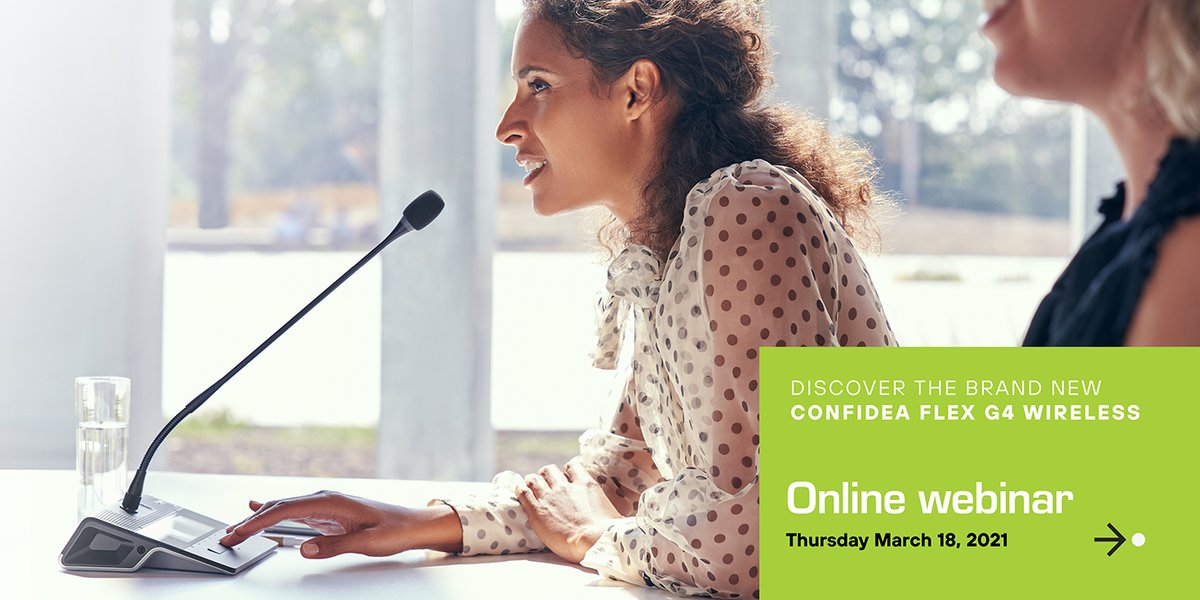 Discover how Televic’s new Confidea FLEX G4 wireless solution has you covered during the first webinar on Thursday 18 march 2021 &gt;&gt; register here: hubs.ly/H0HX04P0
