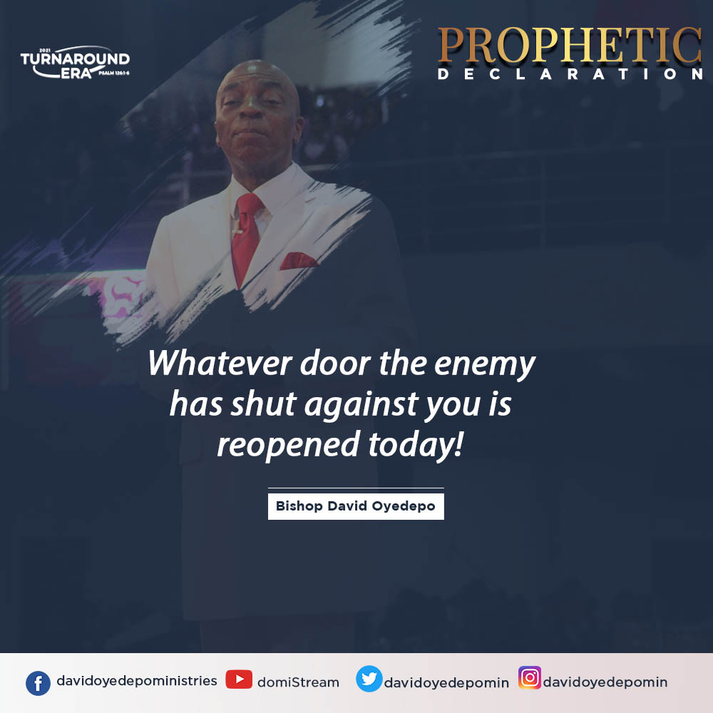 WinnersWLD's tweet photo. Whatever door the enemy has shut against you is reopened today!
#TurnaroundEra https://t.co/2VjfBDHjDg