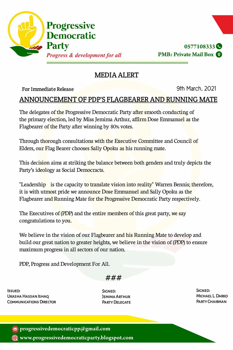 Has_casino's tweet photo. The Progressive Democratic Party Announced its Flagbearer Emmanuel Dose and His Running Mate Sally Opoku on the ongoing Political Communication Project of Ghana Institution of Journalism.
#Progressivewave2021 https://t.co/y3v1URPo5v