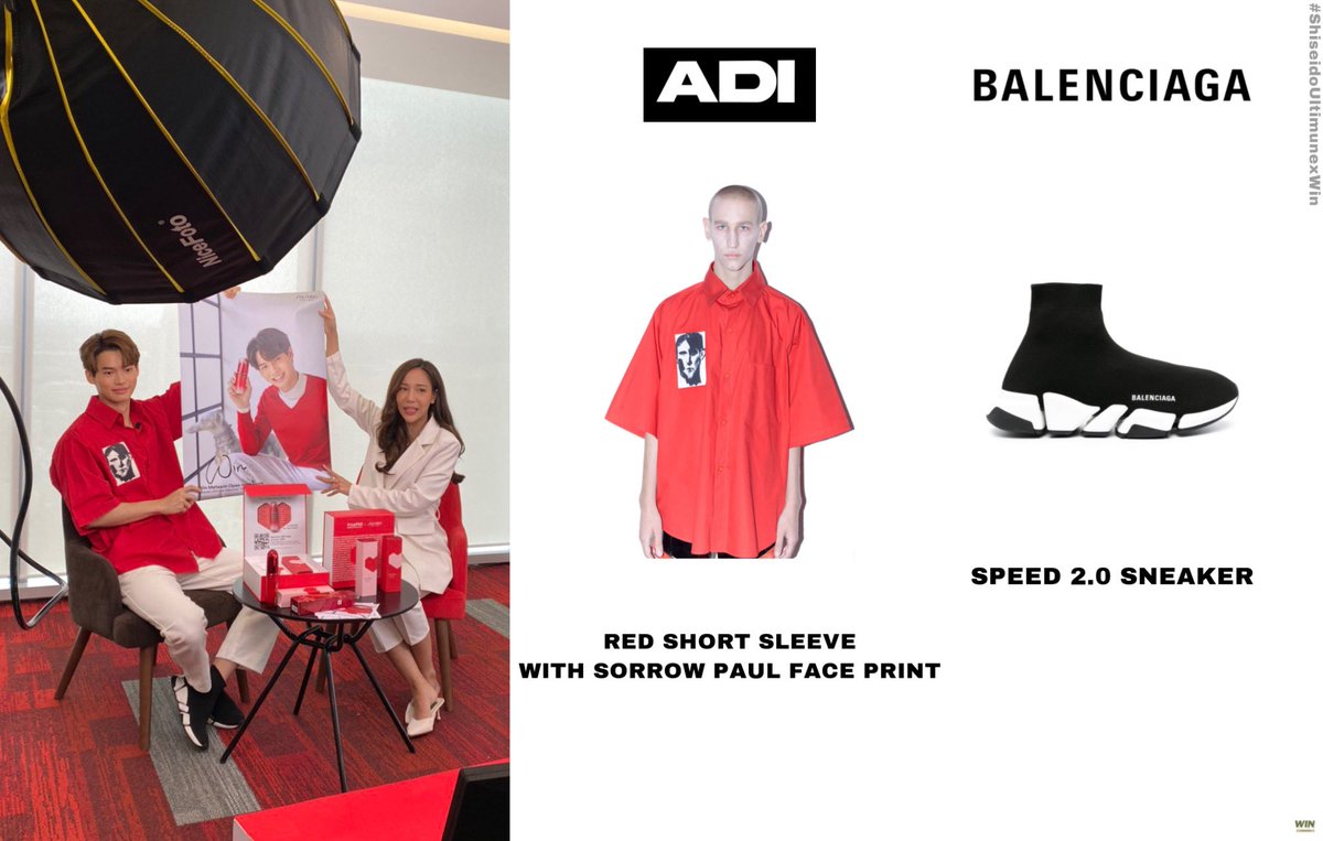 mtwformatching's tweet image. Shiseido🎈
model : Win Metawin🐰

👕ADIstudio | RED SHORT SLEEVE WITH SORROW PAUL FACE PRINT
💵 98 USD (~3,026 THB)

👟BALENCIAGA | SPEED 2.0 SNEAKER [BLACK/WHITE]
💵 950 USD (29,400 THB)

📸 @LazadaTH 

#ADIstudio #BALENCIAGA #winmetawin #WinFormatching #ShiseidoUltimunexWin
