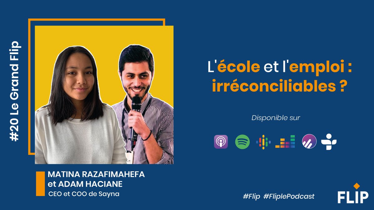 FliplePodcast's tweet photo. [#Podcast #ToListen 🎧] Comment créer une école supérieure efficace en phase avec la demande du marché de l'emploi ? 

🎙Conversation avec @RazafimahefaM et @AdamHaciane, CEO et COO de Sayna !

👉 https://t.co/1mNM2kvv34

#Edtech #Formation #Emploi https://t.co/MLDKc8yOKN