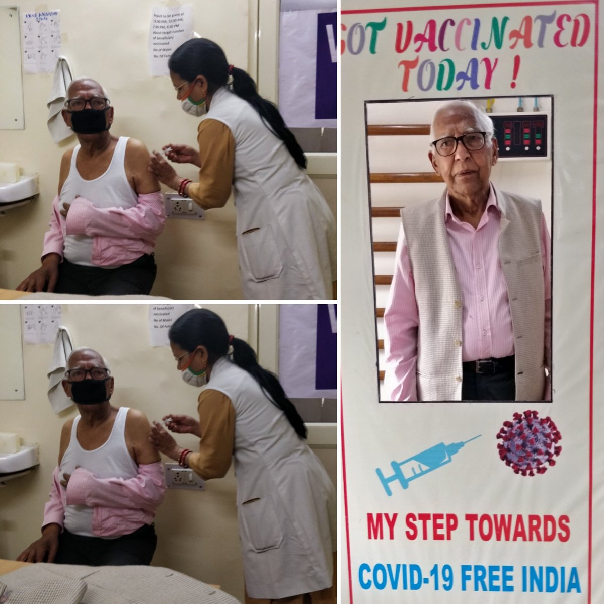 Had first dose of Covid vaccination today along with my father. Excellent arrangements at NDMC's Charak Palika Hospital. Get vaccinated to fight #COVID19 and make India #Covidfree #VaccinationDrive