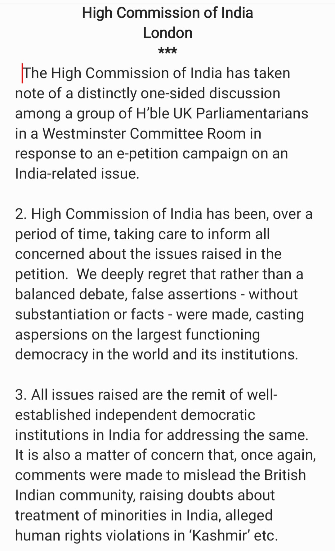 India, on Tuesday, condemned the debate in UK Parliament by some British lawmakers over the ongoing farmers' protest in India. 