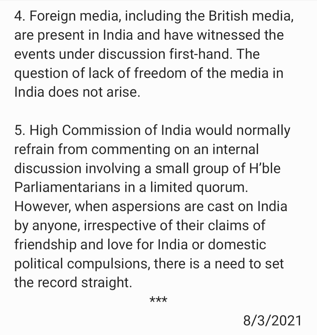 India, on Tuesday, condemned the debate in UK Parliament by some British lawmakers over the ongoing farmers' protest in India. 