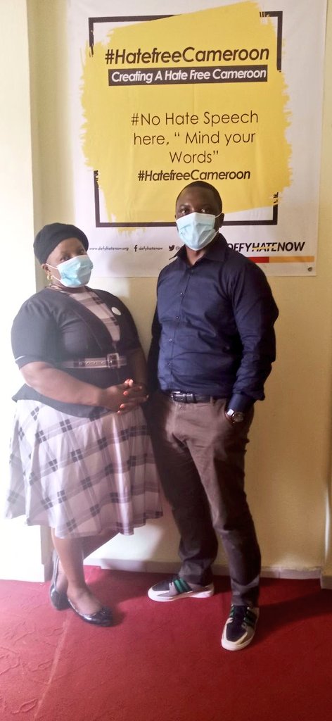 DefyhatenowWCA's tweet photo. #OurVisitors:
Rosaline Obah @OAkweba, National Coordinator of Cameroon Community Media Network โ @CCMN237 & the Regional Coordinator for Centre, @SandrineMoma discussed on engaging #Women4Peace esp in Cameroonโs media landscape 2 support our #peacebuilding efforts.
#defyhatenow https://t.co/SRgFF0mVNl
