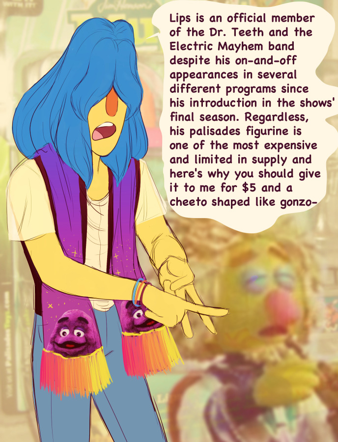 _PartyCoffin_'s tweet photo. Hashed Tagged ComfortOCs! Willow is my lanky muppet puppet man whose best traits are loving Dr. Teeth and the Electric Mayhem, crawling over fences, eating the McRib, and play the bass. He's my favorite because he doesn't know where he's going and he falls down stairs a lot https://t.co/OvCR7R0vJk