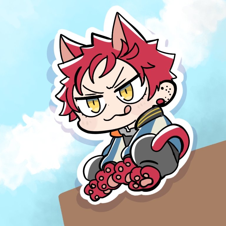 1boy male focus red hair jacket yellow eyes ring animal ears  illustration images