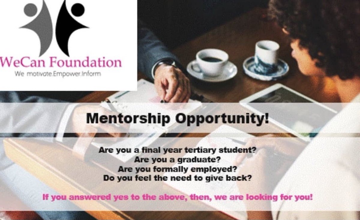 WecanF's tweet photo. Our 2021 Mentorship Applications are officially open!

Do you have what it takes to mentor a young matric student during the most important period of their life? If you answered yes then, we want you!

Email us on wecanfoundation4@gmail.com

#EmpoweringStudents #WeCanFoundation https://t.co/Jtyv0Udgdh