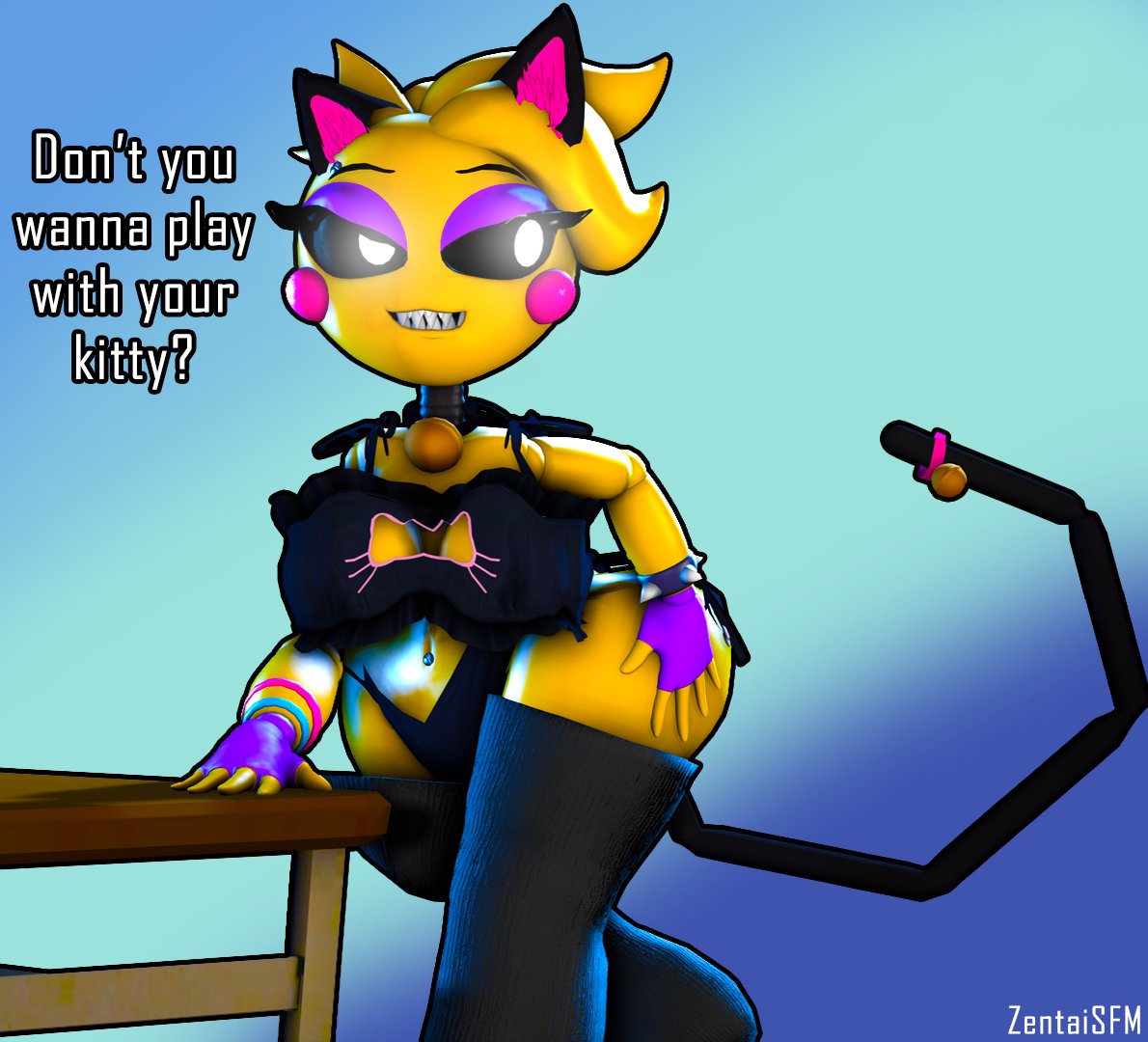Toy Chica in her cat costume.Idea taken from @EroticPhobia please follow th...
