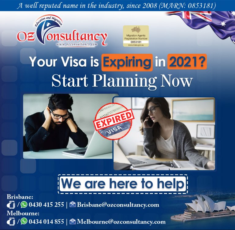 Connect with us If any of your Friends &amp; Family member's Australian visas are Expiring in 2021 While living in Australia. 📞 Call/Whatsapp: +61 434 014 855 📞 Call/Whatsapp: +61 401 907 065 Landline Number: +61 3 9329 9392