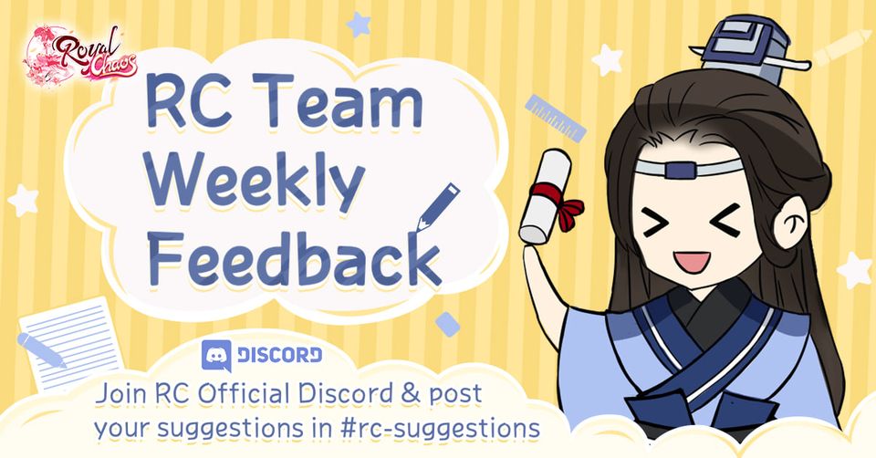 FriendTimes_Inc's tweet photo. Here is the weekly feedback from Royal Chaos Team (02/22-02/28) 
👉https://t.co/HayTp3kIsd
Join RC Official Discord and leave your message to RC dev team
👉https://t.co/LZfXzqlLH4
We wanna hear from you!✍️ https://t.co/NOV4bYfskX