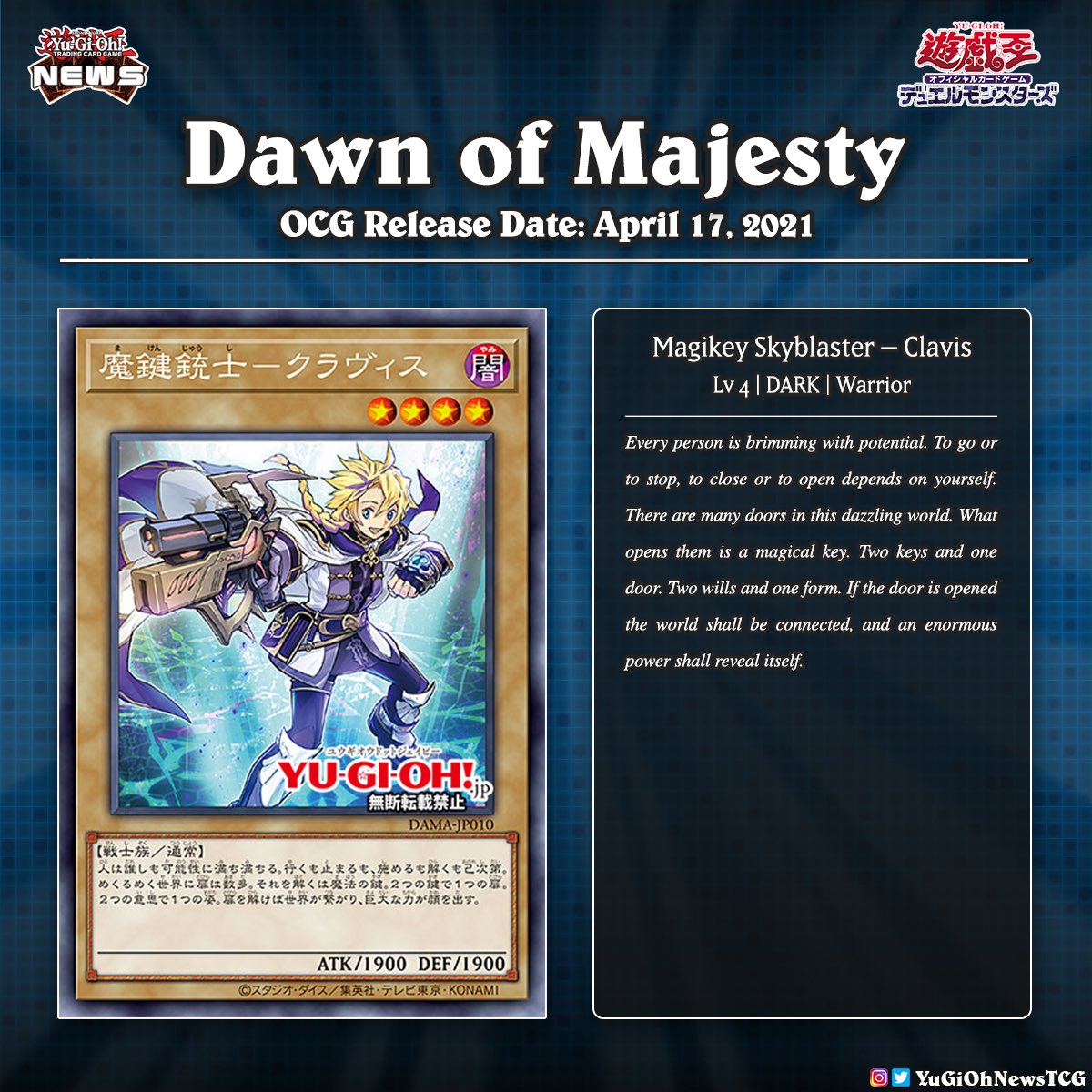 YuGiOhNewsTCG's tweet photo. ❰𝗗𝗮𝘄𝗻 𝗼𝗳 𝗠𝗮𝗷𝗲𝘀𝘁𝘆❱
The upcoming OCG “Dawn of Majesty” Booster Set will introduce a new archetype the "Magikey"❗️

Translation: YGOrganization
#遊戯王 #YuGiOh #유희왕 https://t.co/q3w01AZoR3