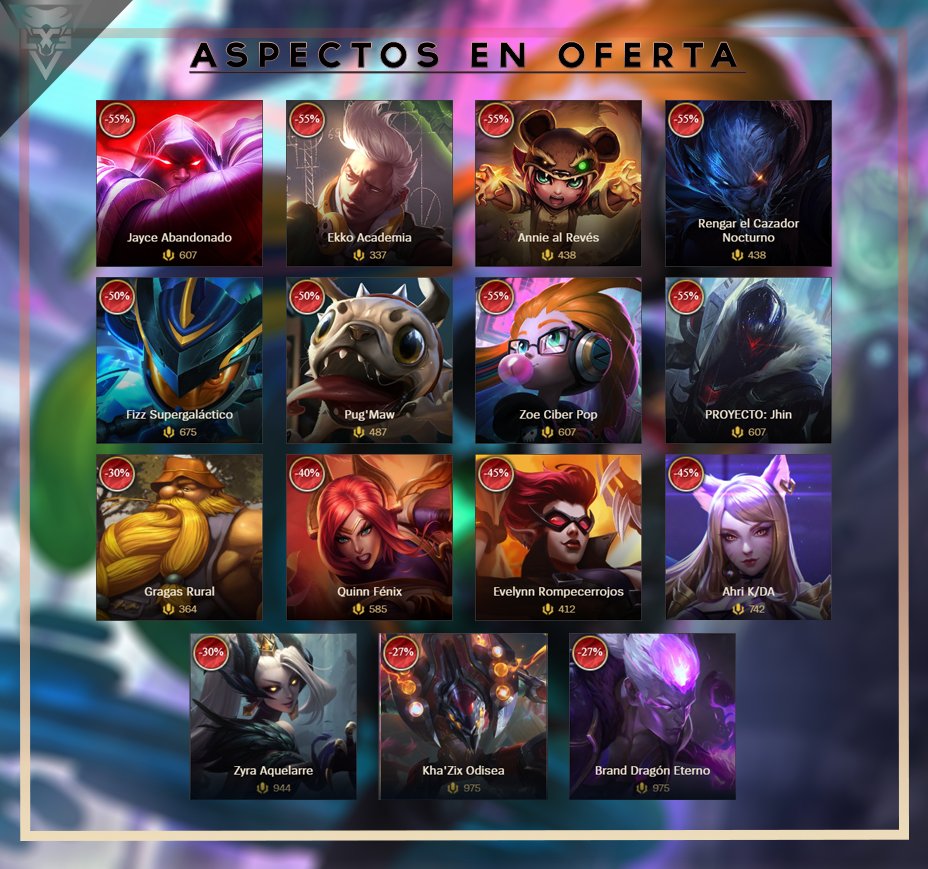 - League of Legends -

Skins y campeones en descuento de la semana del 8 de Marzo.

#LOLNoticias