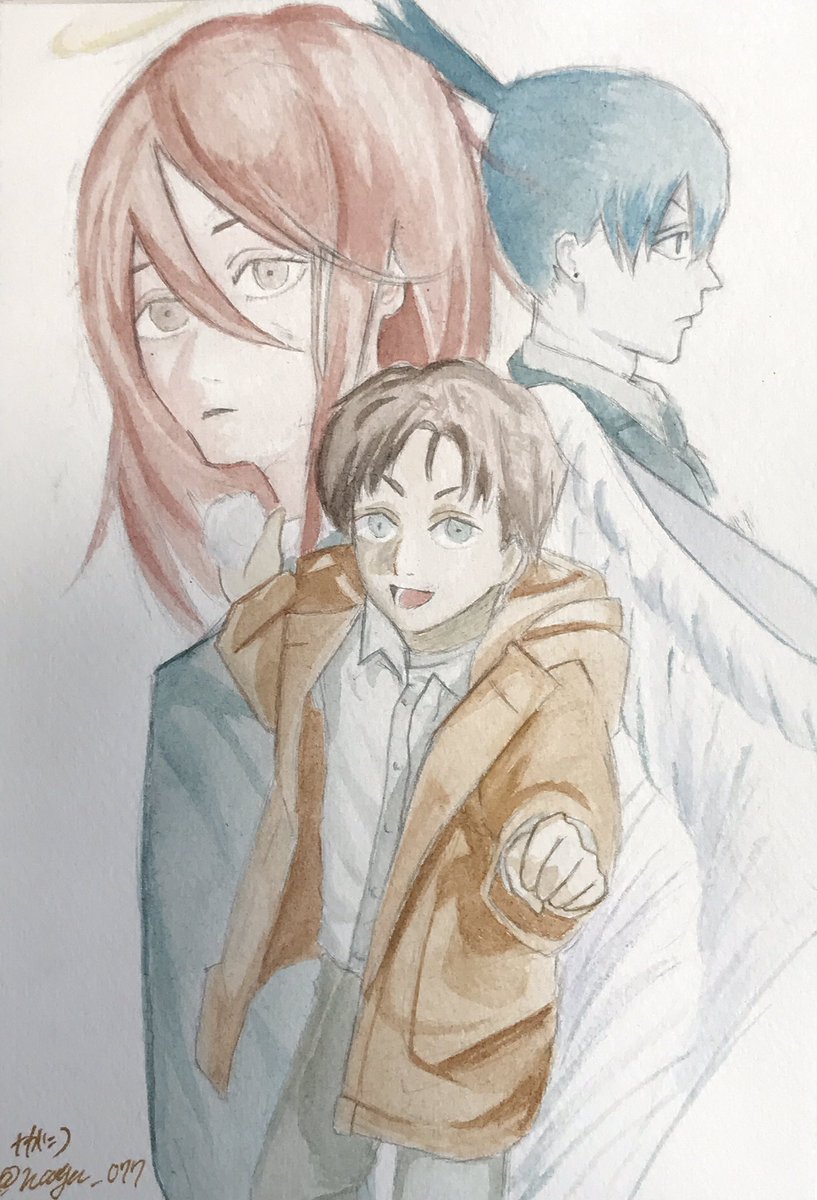 ﾅｶﾞ 9巻の表紙がめちゃくちゃ好き 1部完結おめでとうございます チェンソーマン 早川アキ 天使の悪魔 チェンソーマンファンアート 模写 チェンソーマン絵描きさんと繋がりたい チェンソーマン第一部完結 チェンソーマンファンアート投稿 T