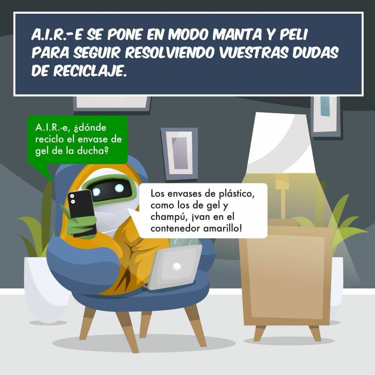 gasteizon's tweet photo. A.I.R.-e es el asistente inteligente para resolver tus dudas sobre el reciclaje.
Además puedes descargar la #app para hacer tus consultas
#DudasDelReciclaje #ReciclaconAire @ecoembes
https://t.co/BDBukBeOmU https://t.co/NU4XjxW9kP