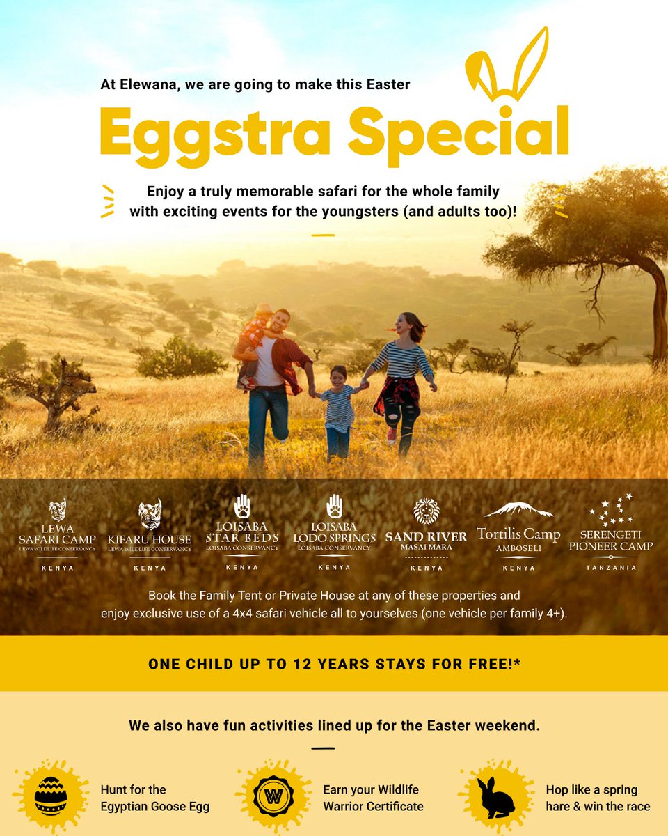 wotegroup's tweet photo. This Easter enjoy amazing experiences and family fun with 𝗘𝗹𝗲𝘄𝗮𝗻𝗮 𝗖𝗼𝗹𝗹𝗲𝗰𝘁𝗶𝗼𝗻 properties with @wotegroup!

#𝗟𝗮𝗶𝗸𝗶𝗽𝗶𝗮 , #𝗠𝗮𝗮𝘀𝗮𝗶𝗠𝗮𝗿𝗮 , #𝗔𝗺𝗯𝗼𝘀𝗲𝗹𝗶 , #𝗧𝗮𝗻𝘇𝗮𝗻𝗶𝗮 where to? 😌

*Offers valid for #Easter Weekend only.

Let's plan!😊 https://t.co/dEXt9g7svd