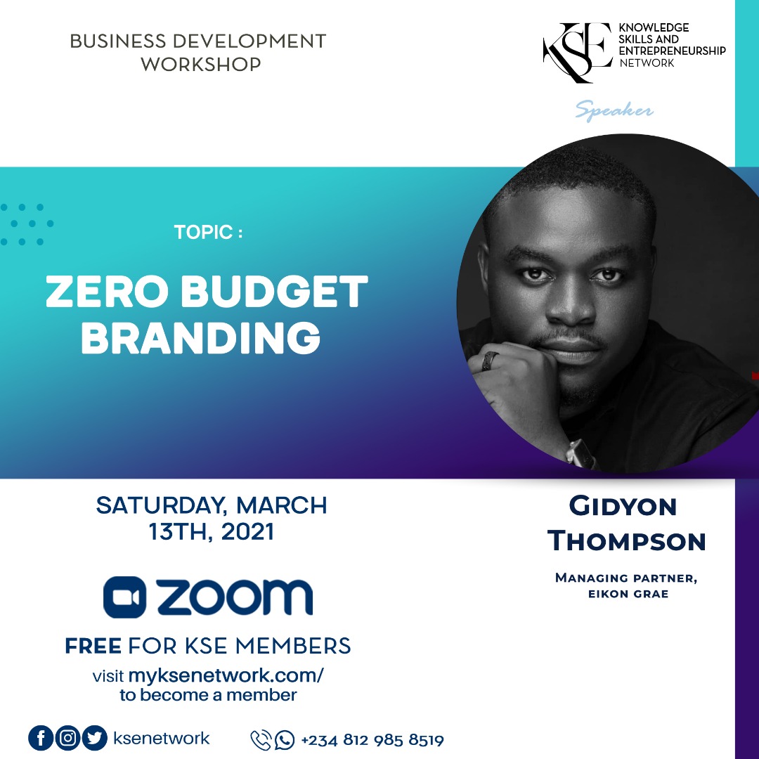 KSENetwork's tweet photo. They don't call him the Mayor of Branding for nothing. Gidyon Thompson is an adept branding professional and Founder/Managing Partner @EikonGrae .Want to know how to brand yourself/business on a Zero Budget with excellent results? Join us this Saturday via https://t.co/XU9v76Bz5E https://t.co/KszNiNlHXl