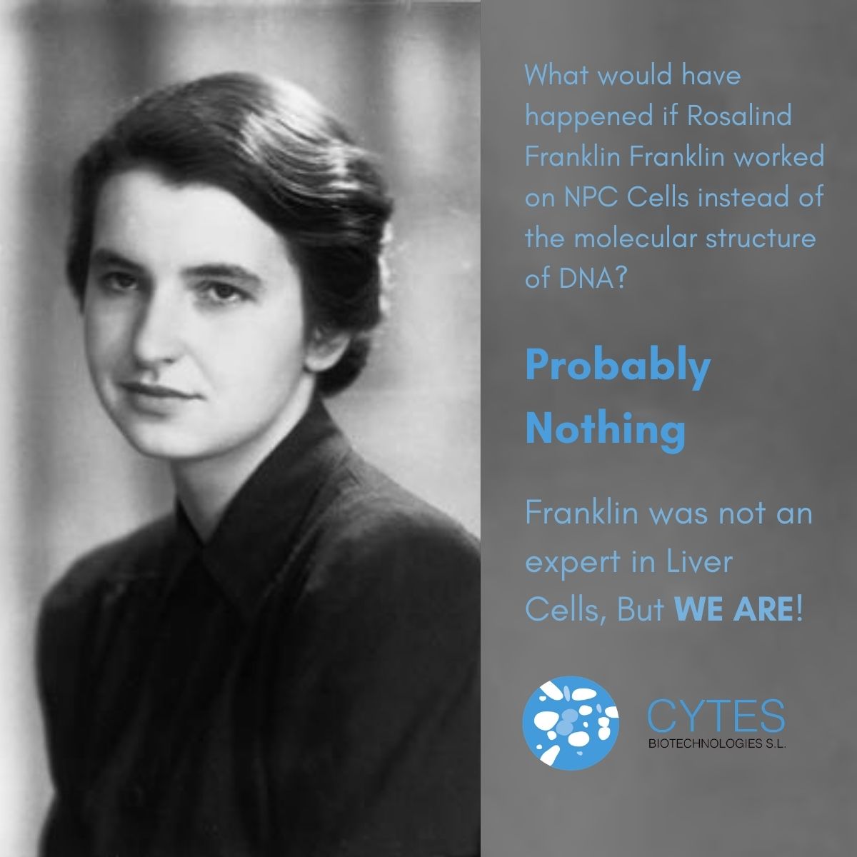 🧬 #RosalindFranklin was an expert in #DNA and genetic research discoveries. 

🤔 But what would have happened if Franklin worked on #NPCs ? 

👉 To Know more about Franklin’s impact on Liver Cell Research: bit.ly/30nhrAc

#ExpertsInLiverCells