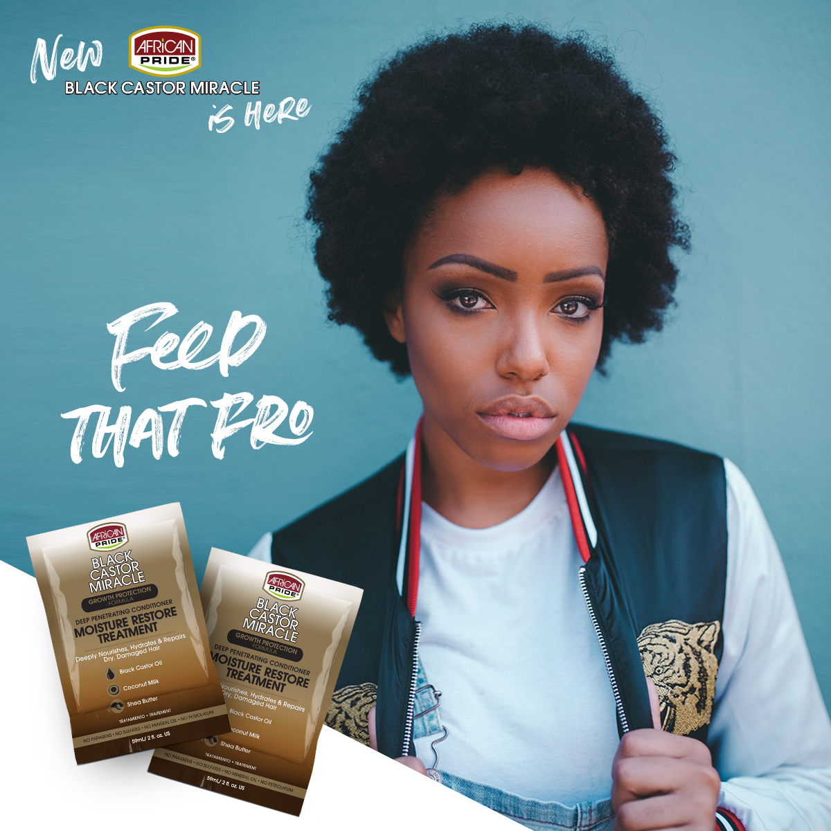 AfricanPrideSA's tweet photo. Crafted with black castor oil, coconut milk and shea butter, the New African Pride Black Castor Moisture Restore Treatment deeply conditions and hydrates extremely dry and damaged hair. Available at @Clicks_SA #AfricanPride #BlackCastorOil #GirlTalkZA https://t.co/4hlHyyGnv3