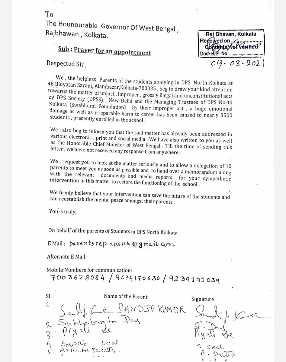 DeySaptarsi's tweet photo. @jdhankhar1 @PMOIndia @MamataOfficial @EduMinOfIndia @abpanandatv @ABPNews @ArnabGofficial7 @republic @Zee24Ghanta @ndtv @CNBCTV18Live

Keeping faith on our education system we hv submitted this request for your kind intervention.Sir pls help 3500 students of DPS NK https://t.co/NhAYcr7dlW