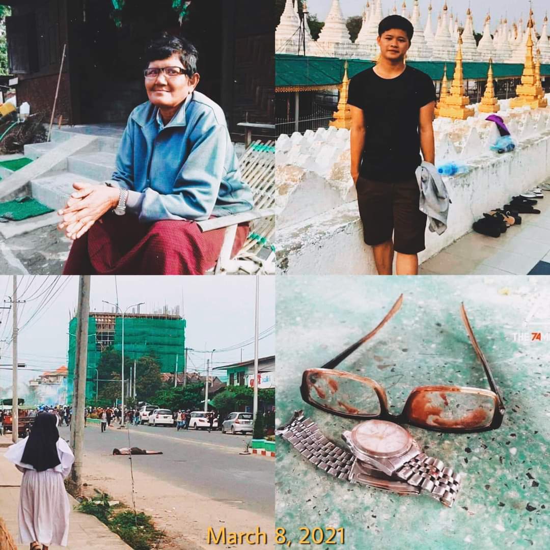 On March 8, in Myitkyinar, Kachin State, two people protesting peacefully were shot dead(headshot) by the military. At least six others were seriously injured.

#Mar8Coup
#SaveMyanmar
#StopMilitaryCoup
#WhatsHappeningInMyanmar