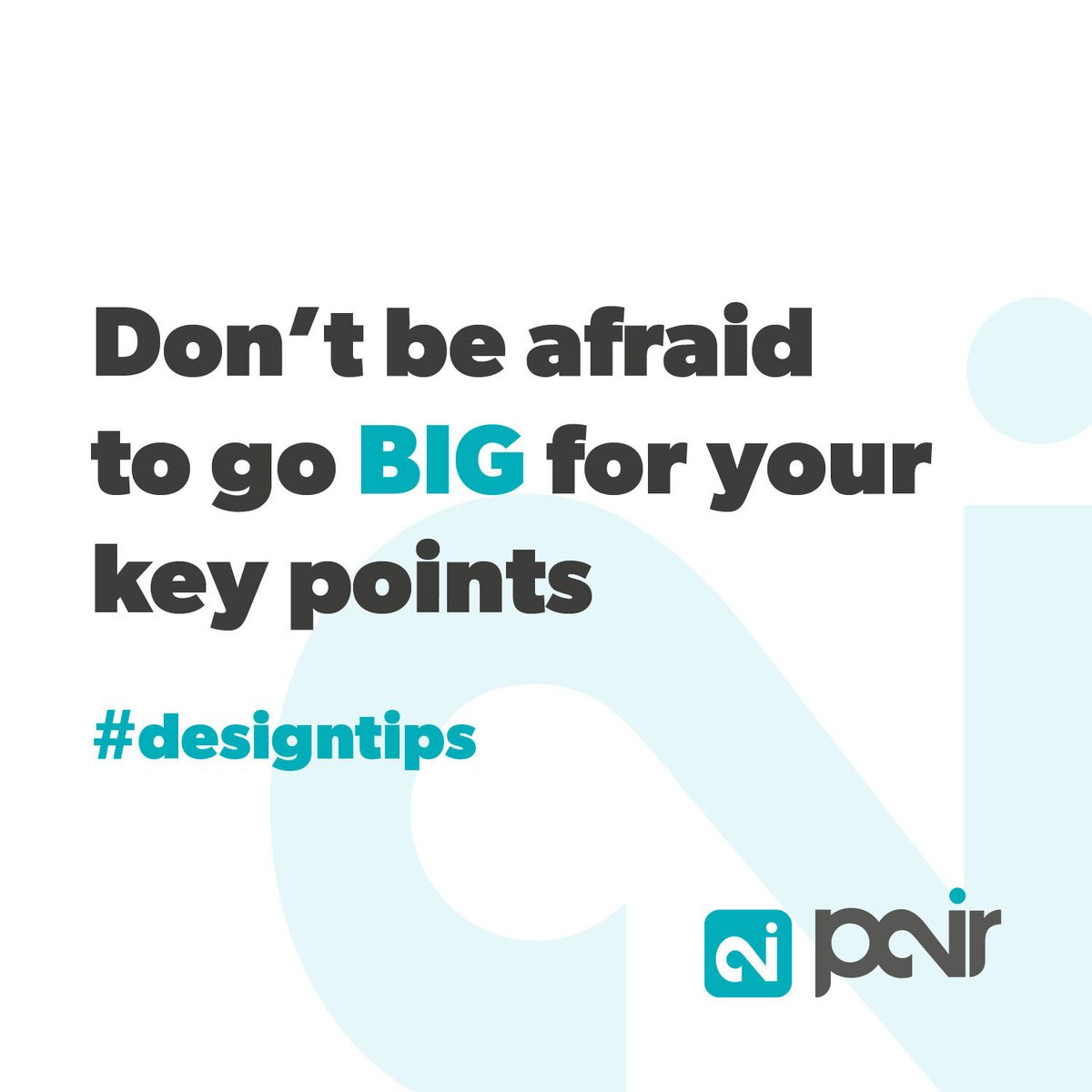 pair_creative's tweet image. Don't be afraid to go BIG!

It's important that you enphasise your key points and what better way to do that than enlarge them! This also creates a good visual hierarchy.

#designstats #graphicdesign #webdesign #websites #designagency #logodesign #cumbria #barrowinfurness