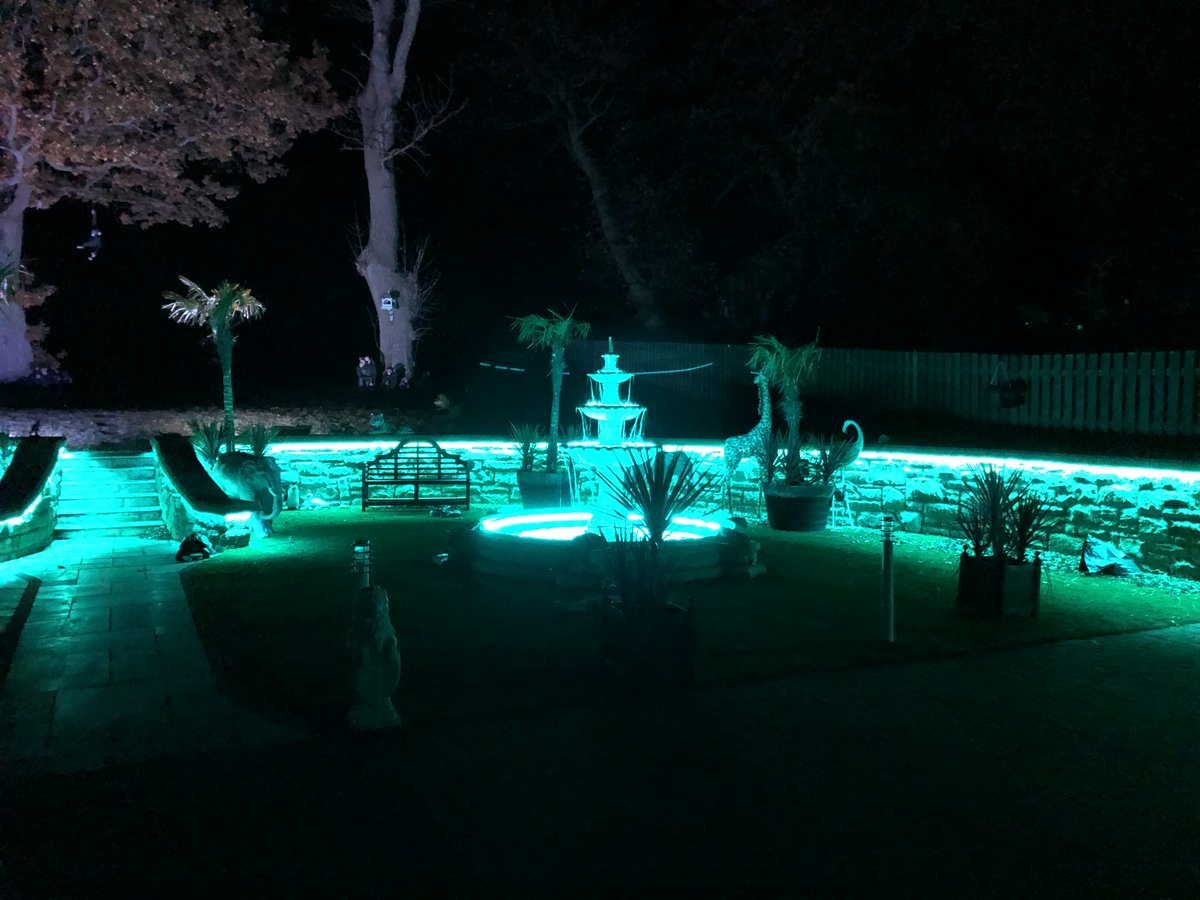 Job completed at a house in Humbie.  IP67 LED colour changing tape installed inside of fountain and on wall! looks lovely when it gets dark like in this photo!💡🟥🟩🟦💥