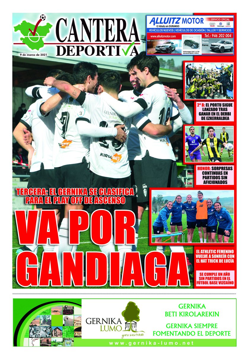 Cantera Deportiva (@canteradeportiv) on Twitter photo Esta es nuestra portada digital de hoy martes con el <a href="/GernikaClub/">Gernika Club</a> y su clasificación para jugar por el ascenso a Segunda B como tema principal. También salen el <a href="/AthleticClubFem/">Athletic Club</a> , la victoria del <a href="/clubportugalete/">Club Portugalete</a> ante el @barakaoficial y una nueva jornada en Honor con sorpresas. Esta es nuestra portada digital de hoy martes con el <a href="/GernikaClub/">Gernika Club</a> y su clasificación para jugar por el ascenso a Segunda B como tema principal. También salen el <a href="/AthleticClubFem/">Athletic Club</a> , la victoria del <a href="/clubportugalete/">Club Portugalete</a> ante el @barakaoficial y una nueva jornada en Honor con sorpresas.