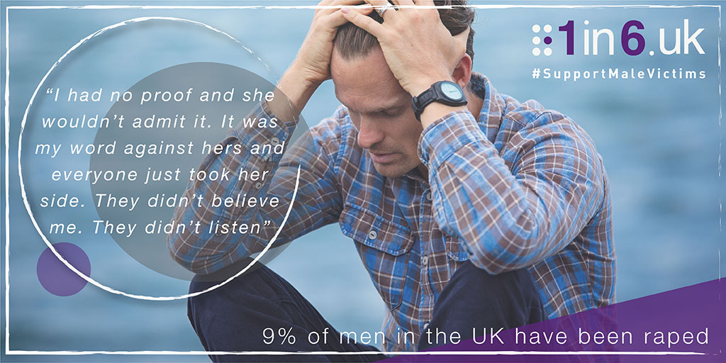 1in6uk's tweet photo. Recent research has shown 9% of men in the UK have been raped. Help us spread awareness! We need to #SupportMaleVictims 

#MenGetRapedToo  
#YoureNotAlone 
#NoMeansNo 
#TalkAboutIt 

The full outcome of this survey and relevant research can be found here: https://t.co/7yFckqF3gf https://t.co/MOBTMHChMI