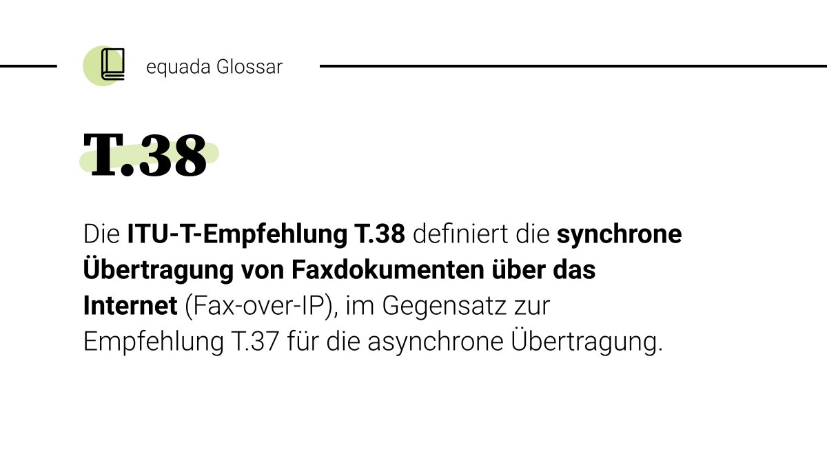 Damit die vielen Fachbegriffe der Telko-Branche Sie nicht überwältigt, finden Sie hier schnelle Hilfe zur Klärung von Unklarheiten: ow.ly/GHLc50D9nIo

Heute stellen wir vor: T.38.

#equada #cloudtelefonie #glossar #t38 #voip #voipsolutions #cloudsolutions #WeLoveIT #LoveIT