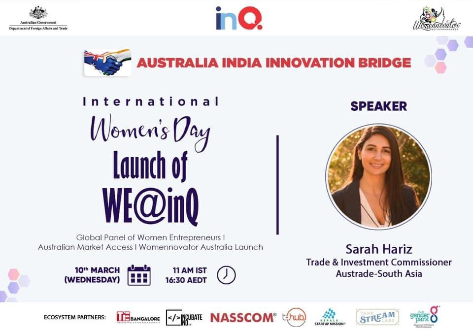 inQ Innovation Global proudly presents WE@inQ &amp; International Women's Day Celebrations - An Australia India Ecosystem Connect

us02web.zoom.us/webinar/regist…

Please Stay Tuned for more information

#womenempowerment #womensday #womenintechweek #womensupportingwomen #startup