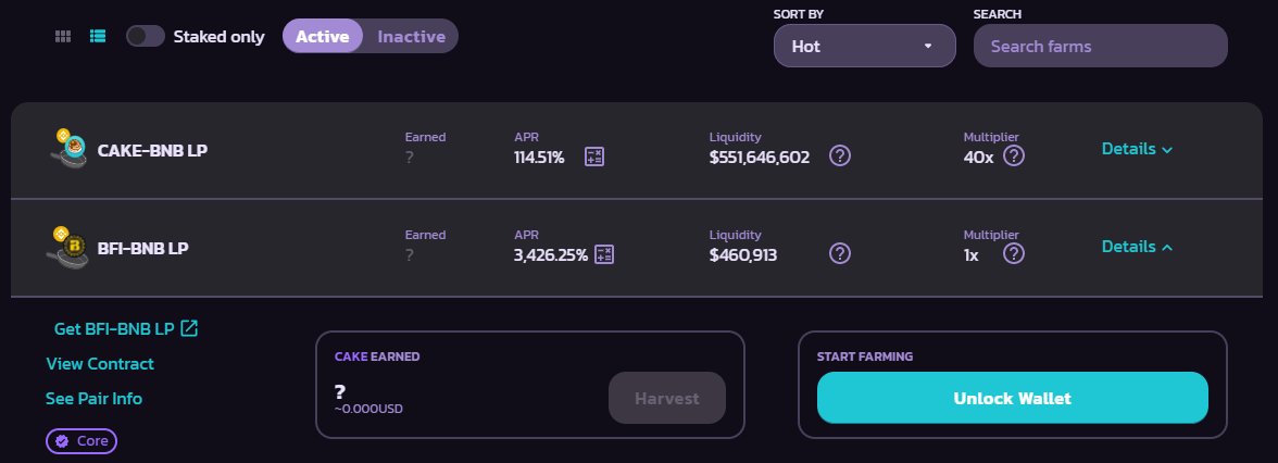 BEARNDAO's tweet photo. BFI-BNB farm (earn $CAKE) at @PancakeSwap is live...π₯π°
$BFI $CAKE #BNB #BSC #bVaults https://t.co/cpW9m77cJO