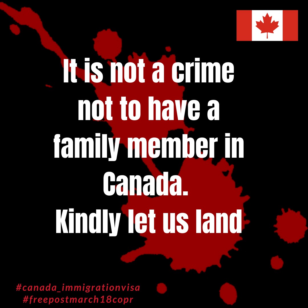 COPRPOSTMARCH18's tweet photo. Please, let us land in our new home 🇨🇦. 
We will observe all the updated COVID-19 precautions set by the Government @marcomendicino  @PattyHajdu  @CitImmCanada  

#Free_COPR_Post_March18
#LetUsLandImmediately 
#Canada_ImmigrationVisa https://t.co/BOTGMV2emE
