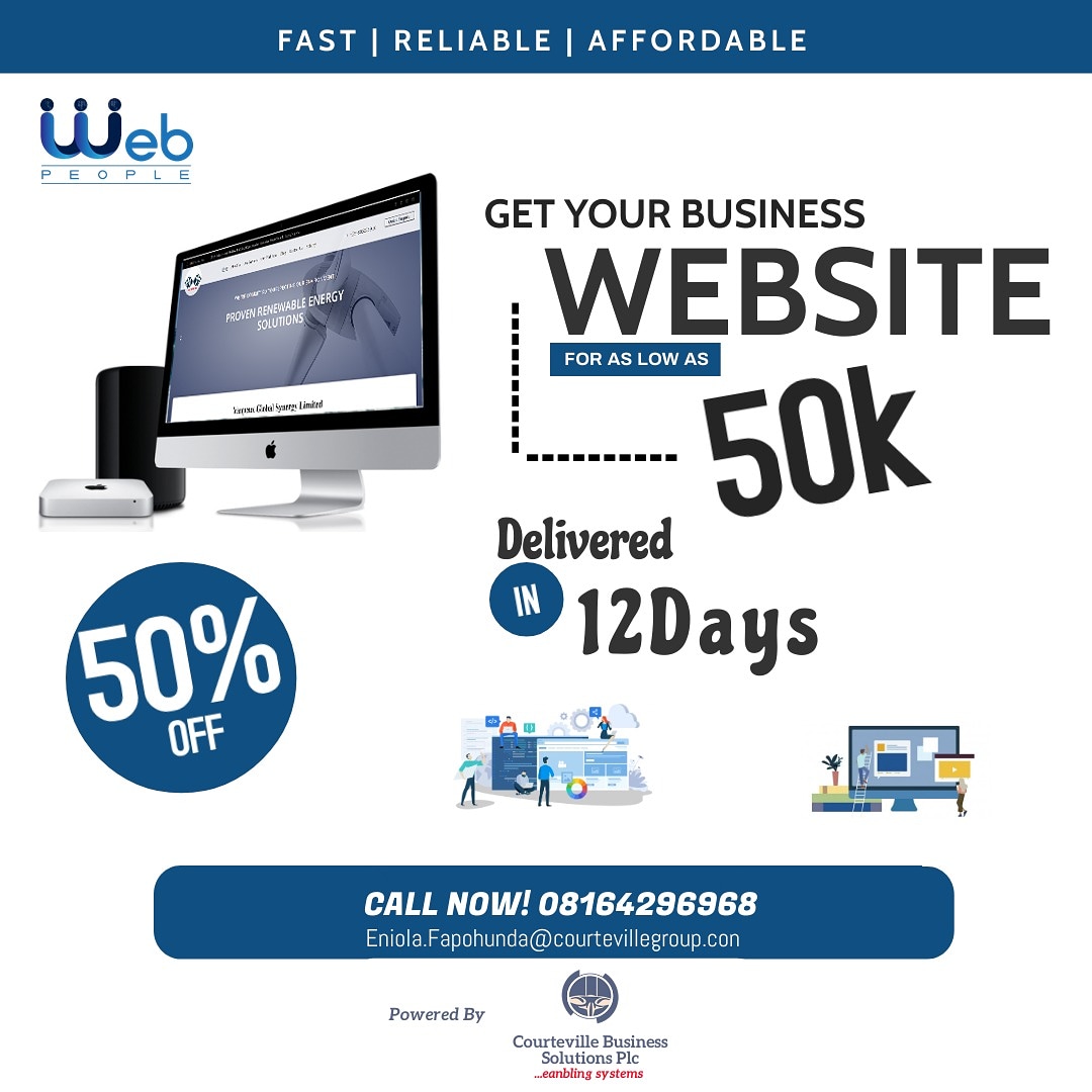 CourtevilleLtd's tweet photo. Great Offer!!!
Get your business website for as little as 50k and have it ready in just 12 Days! Wow!
Don't miss out on this guys!!!
#WebPeople #websitedesigner #websitedevelopment #Hostbility #Courtevillepeople https://t.co/S1k27i9qQM