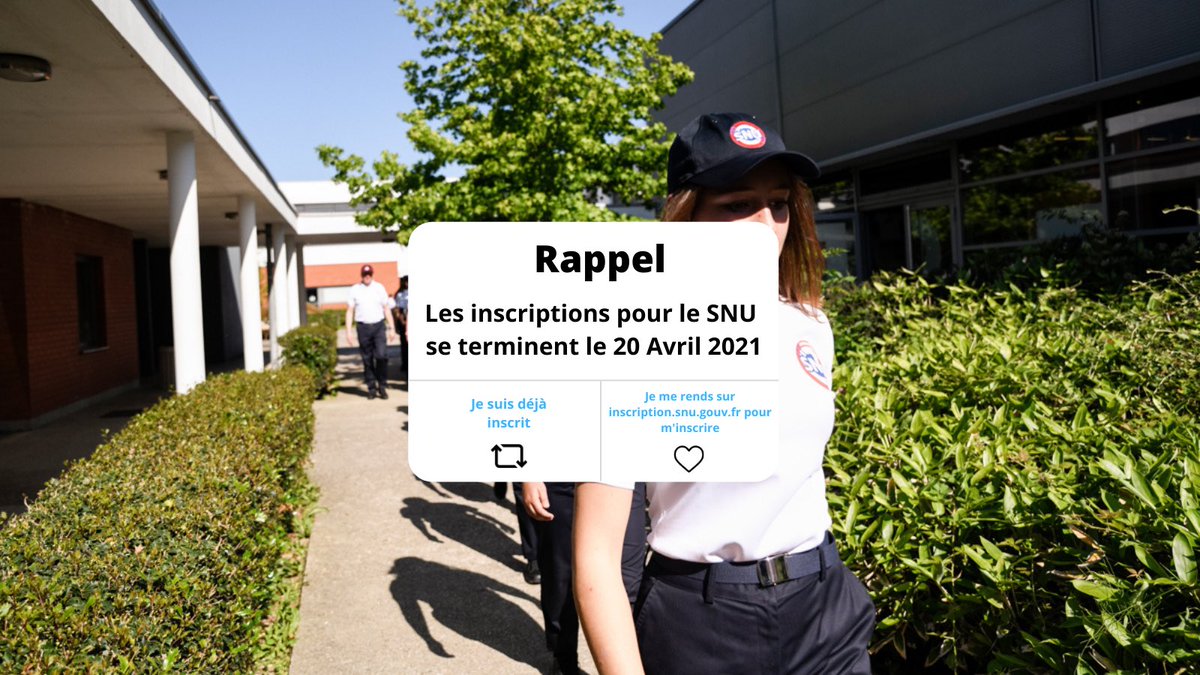 Si tu as entre 15 et 17ans et que tu souhaites vivre l’expérience SNU, les inscriptions c’est par ici 👉🏼inscription.snu.gouv.fr #SNUjyvais