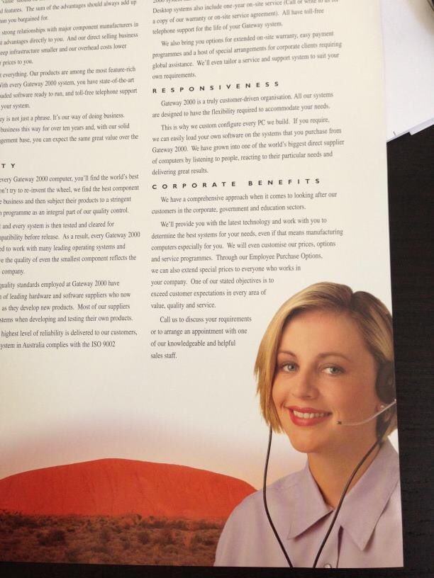 mammywagon's tweet photo. This popped up today from when I posted it on FB 8 years ago - which in itself seems a lifetime ago! The actual photo in the advert, which was for the launch of Gateway Computers in Australia, is from several lifetimes ago ππ #timeflies #GATEWAY #FunTimes #HelloAustralia https://t.co/MsQp1nB9jK