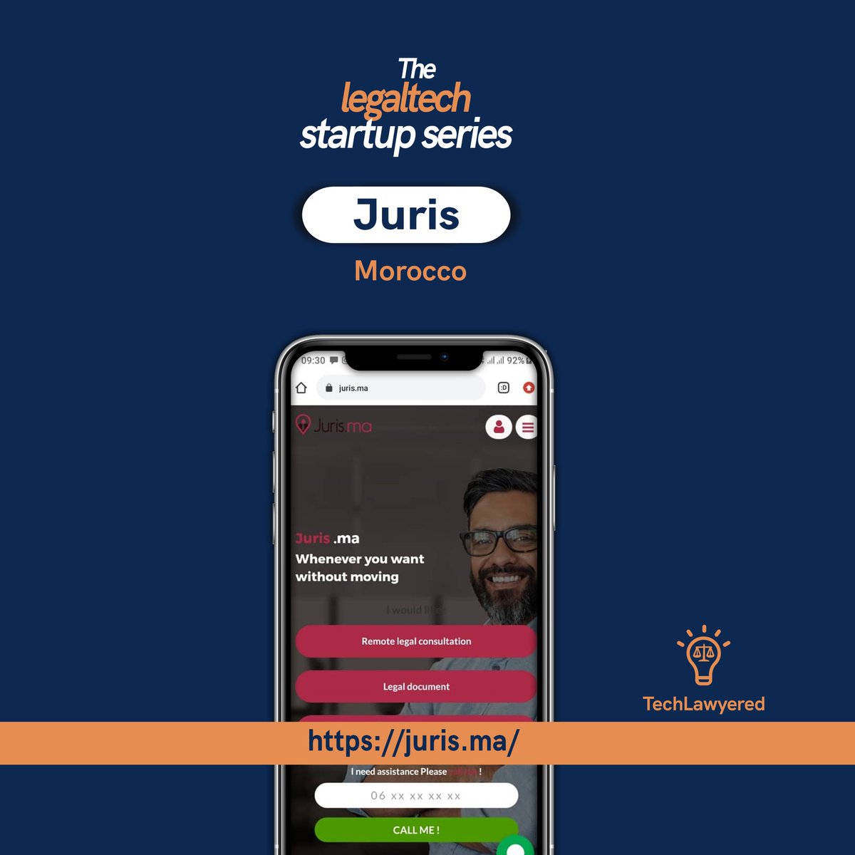 Juris is Morocco's first attorney-based, technology-enabled legal service. @jurismaofficiel provides legal online consultations via the cloud. It enables its users to locate attorneys, who can then file cases and record the details of the case. It has a search engine that is