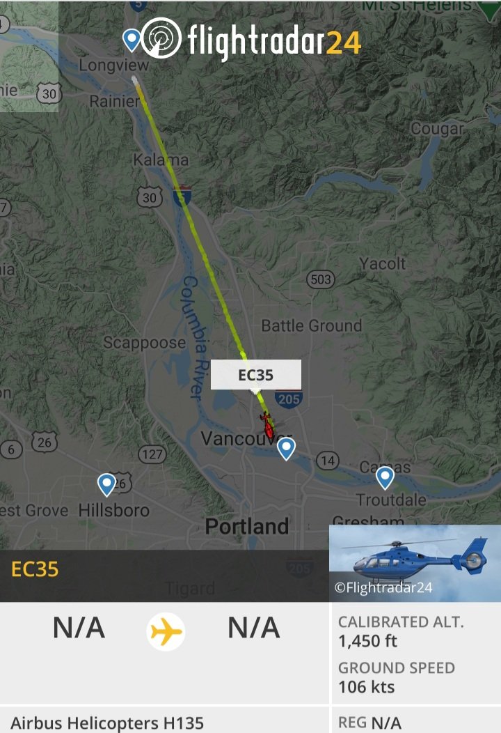 0128 Helicopter flight from Longview to PDX. Customs and Border Patrol? 
#Portland #PortlandProtests #portlandprotest #pdx #pdxprotest #opsec #pdxprotestcomms