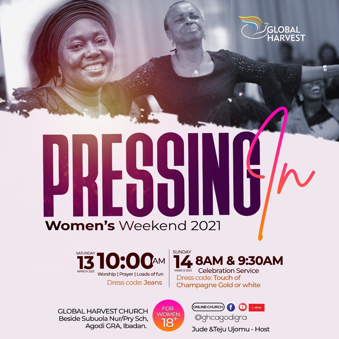 YAAAY!!!! It's another women’s day weekend.
.
We are so excited, we have loads of programs packed up for us this weekend.
.
From Saturday the 13th to Sunday the 14th of this month.
.
We hope to see you there and be a part of us.
.
Its the season for women.
.
#gharvest