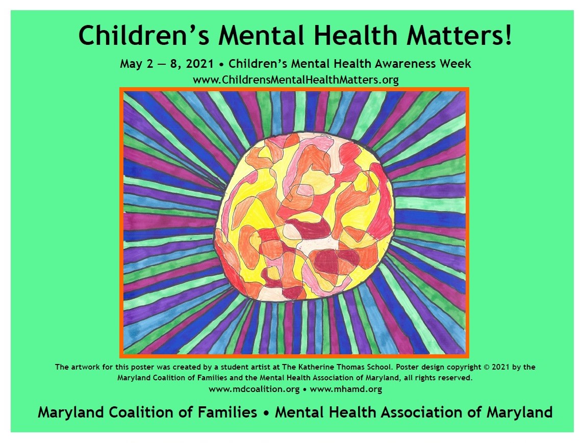 ChildrensMHM's tweet photo. Our 2021 Campaign poster was unveiled today at the 17th BHA Virtual Child, Adolescent &amp; Young Adult Services Annual Conference. Our student artist is from Katherine Thomas School &amp; spoke virtually today alongside his mother. Thank you for sharing your beautiful artwork with us! https://t.co/bWgo330j5v