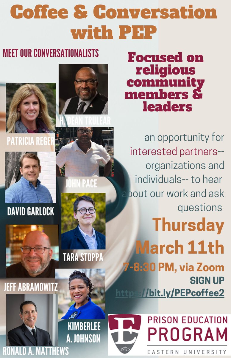 EUPrisonEd's tweet photo. Faith community members are coming together to talk with us about ways to partner in this important work. Everyone should have the right to learn and grow. Join us Thursday, March 11th, 7-8:30 PM, Zoom sign up: https://t.co/QTWbp88dQM. #collegeinprison #unlockhighered #euprisoned https://t.co/yDVm2jsJ9O